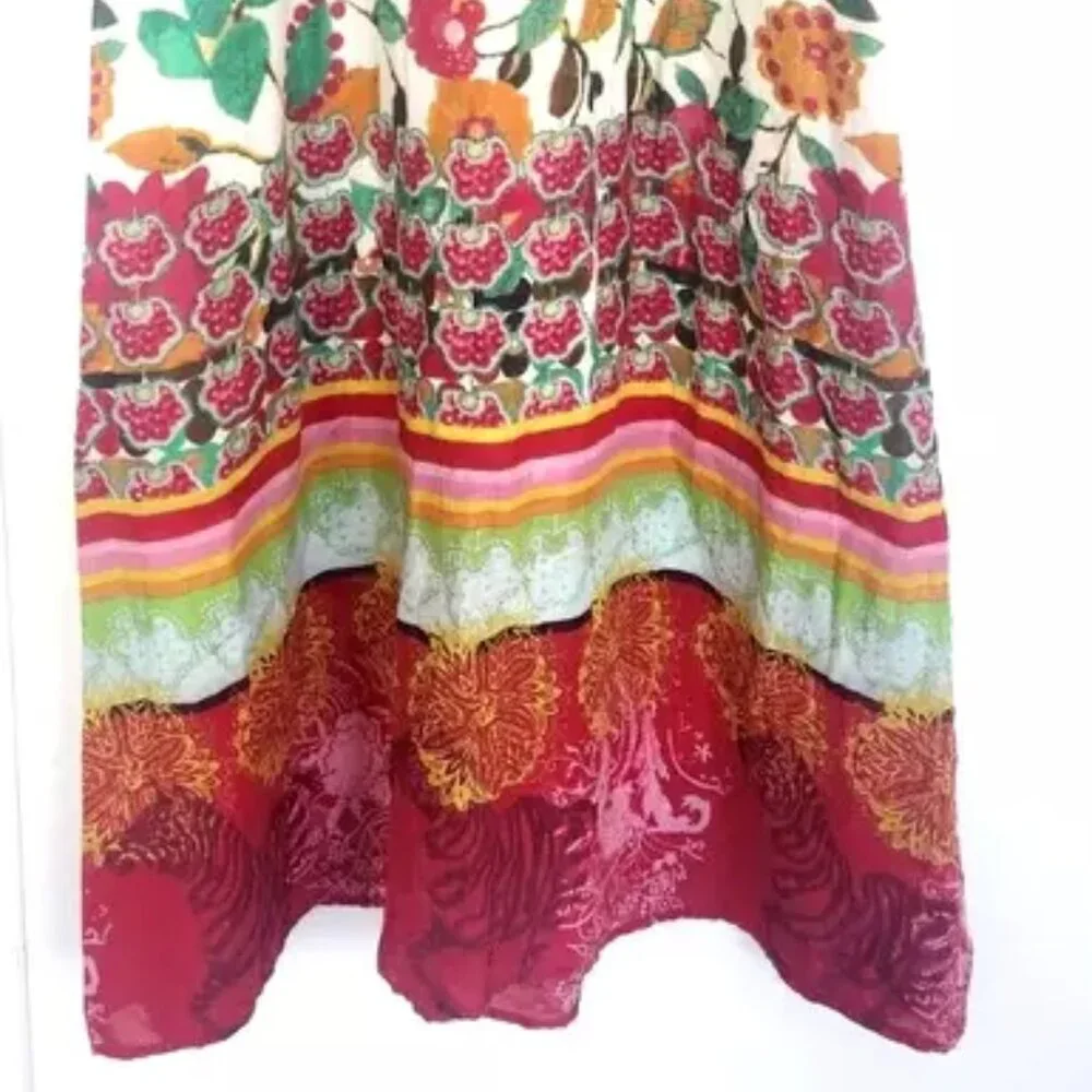 Rare DESIGUAL Swing Farm Rio Flowers Maxi Long Dress V-neck Floral Zebra Print M - Picture 8 of 16